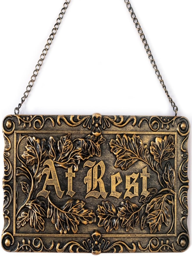 IRISVITA Gothic Decor, At Rest Sign, Dark Academia Decor, Goth Wall Art Hanging for Bedroom, Kitchen, Office, Victorian Coffin Plaque Wall Decor - Image 1